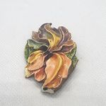 Vintage West Germany Flower Brooch Orange Photo 2