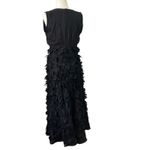 Chan Luu exquisite, Y2K Black long ruffled deep v neck silk black maxi Dress Photo 3