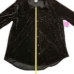 Just My Size New Top Womens 1X Plus Size Black Velvet Boyfriend EMB Rose Floral Photo 1