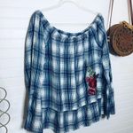 Celebrity Pink NEW Plaid Rose Embroidered Blouse​ Photo 1