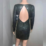 Guess Black Long Sleeve Jewel Neck Short Body Con Cocktail Dress Small NEW $148 Photo 2