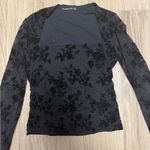Abercrombie & Fitch mesh Floral Black Long Sleeve Top size small Photo 2