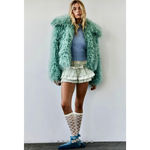 Free People  Moonlight Faux Fur Jacket Granite Green Size L Photo 7