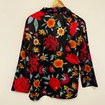 Natori  Floral Button Front Top Size Small Long sleeve red black PJs Sleep Shirt Photo 4
