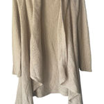 Beige Women's Size Large Draped Front Knit Open Front Long Cardigan Sweater Photo 0