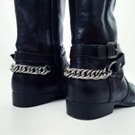 Unisa NWOT  Faux Leather Knee-High Riding Boots with Back Chain in Black Size 8M Photo 7