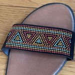 Sesto Meucci Beaded Black Flat Sandals with ankle strap made in Italy, size 7.5 Photo 5