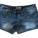 Paris Blues Y2K Denim Mini Shorts Size 9 Low Rise Zipper Pocket Vintage Photo 0