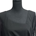 Alex Evenings  Women's Black Illusion-Sleeve Beaded-Trim Dress Size 12 Photo 2