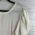 Hinge White Embroidered Short Sleeve Blouse Size M Photo 3