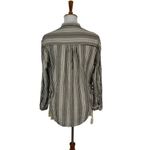 Ellison  Striped Button Down Top Small Brown White Long Sleeve Photo 2