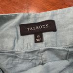 Talbots  Floral Embroidered Skirt 100% Linen Teal Lined Cottagecore Sz‎ 10 FLAW Photo 3