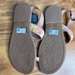 Toms  Bree Sandal Warm‎ Beige Leather Chevron Embroidered Toe Loop Casual NWT Photo 9