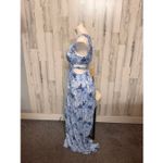 Blue Floral Maxi Dress Size M – Cutout Waist, Deep V Neck, Boho Summer Vacation Size M Photo 4