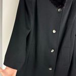 Vtg ALORNA 100% Wool Long Fur Collar Jacket Overcoat Black Size L Photo 5