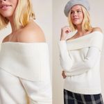 Anthropologie NWT $98 Ivory Shelby Off-The-Shoulder Ribbed Trim Pullover LP Photo 2