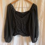 ZARA  NWT Womens Satin Sheer Bouffant Sleeve Elastic Off Shoulder Blouse Photo 0
