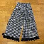 MISA Los Angeles  Gingham Black White Fringe Hem Coastal Pleated Wide Leg… Photo 3