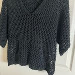 Forever 21 Black Knit Top with hoodie woman’s size large Photo 4