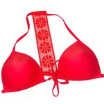 Aerie Neon Coral Tie Front Crochet Racerback Triangle Bikini Top Photo 0