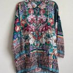 Johnny Was  Floral Bethia Mixed-Print Button-Front Long-Sleeve Silk Georgette Top Photo 1