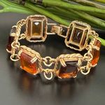 Vintage SARAH COVENTRY Wild Honey Amber Glass 7” Link Bracelet 44g. Gold Photo 0
