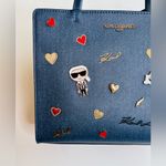 Karl Lagerfeld Paris Maybelle Denim Satchel with Pins & Coin Purse NWT Photo 6