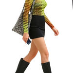 Donald Pliner Vintage‎  Y2K Black Leather Tall Boots Block Heel 7.5 Photo 0