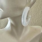 Clear Frosted Bubble Tube Hoop Earrings Photo 4