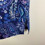 Woman Within Paisley Tunic Top Size 14/16 Blue V-Neck Stretch Boho Comfy Modest Photo 1