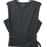 Banana Republic  Black Linen Blend Sleeveless Tie Waist Midi Dress Size L Photo 4