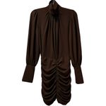 RONNY KOBO Yebba Brown Ruched Open Back High Neck Mini Dress Size XS $498 Photo 2