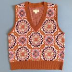 Anthropologie Maeve Vera Honey Brown Combo Jacquard Sweater Vest Photo 3