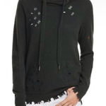 AQUA Cashmere Distressed Hoodie Women’s Sz M Green 100% Cashmere Sweater Top Photo 0