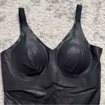 Knix Black Faux Leather Bodysuit Papaya Thong Vegan Y2K Moto Mobwife Size Medium Photo 3