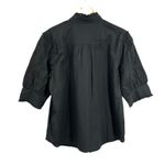 J.Crew  Black Blouse Eyelet Puff Sleeve Top Ruffle Collar Black Blouse Size S New Photo 3