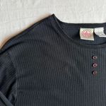 American Weekend Black Thermal Henley Top Sz L Twilight Downtown Girl Alt Size L Photo 2