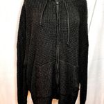 Torrid Black Waffle Zip Cardigan Hooded Sweater SZ 3 Grunge Goth Modest Dark Photo 4