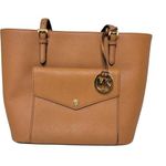 Michael Kors Tan Saffiano Leather Jet Set Large Pocket Multi Function Tote Photo 0