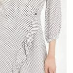 ZARA Polka Dot Mini Wrap Romper White Black Ruffle Viscose Long Sleeve XS Photo 1