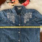 80s 90s Vintage Denim Shirt Beadwork Detail with Shoulder Pads Oversized small Photo 6
