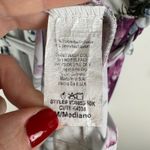 Pink Blush Floral Maxi Dress Medium Maternity Belted Flowy Stretch Soft Knit White Photo 5