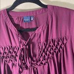Kaari Blue  large pleat tuck smock Deep purple wine Blouse Photo 1