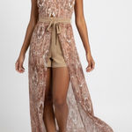 No Boundaries  Brown Ikat Print Jumpsuit Medium Sleeveless Casual Boho Chic Photo 0