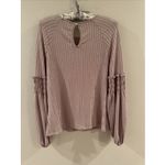 1. State  Womens Top XS Keyhole Back Smocked Balloon Sleeve Metallic Rose Gold Photo 3