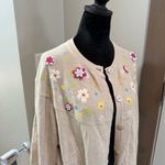 Breckenridge Vintage‎  Button Front Sweater Cardigan Tan Floral EmbroideryY2K Photo 3