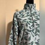 Eddie Bauer NWOT  Green and Blue Leaf Fleece Pullover 1/4 zip size medium Photo 1