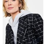 NWOT On 34th Women's Metallic Plaid Tweed Blazer Black SZ Photo 4