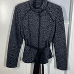 Sandro  Black Grey Cheetah Print Belted Jacket Size Medium Mature Career Office Photo 0
