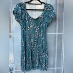 Abound  Puff Sleeve Mini Dress In Teal Mineral Byron Floral Size XL Photo 3